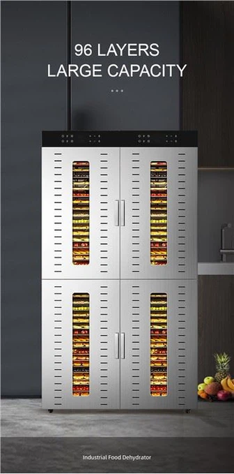 Industrijska mašina za dehidrataciju hrane od 96 posuda od nehrđajućeg čelika 100KG